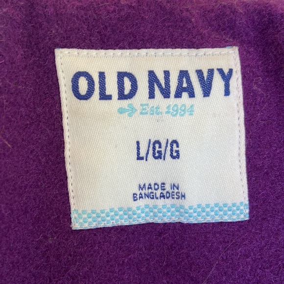 Old Navy Purple Ruffled Collar Wool Blend Peacoat Women's Size L - Picture 9 of 10